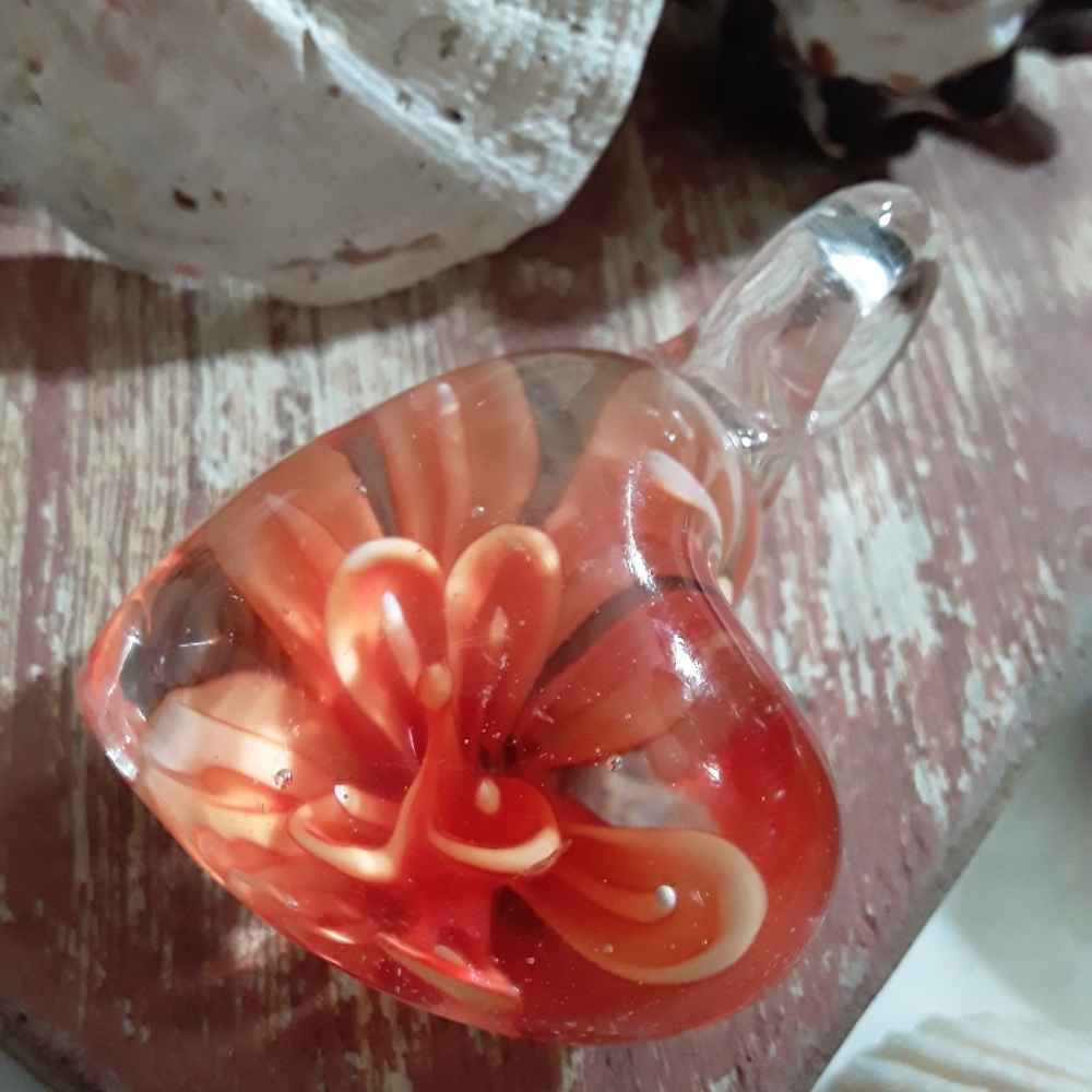 Glass Blown Flower Pendant